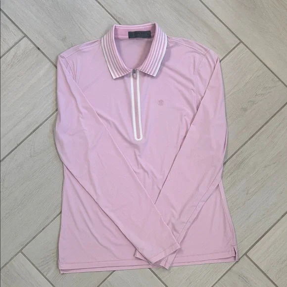 G/FORE Women’s Silky Tech Nylon Quarter Zip Polo Blush Pink Lilac Small - Picture 11 of 16